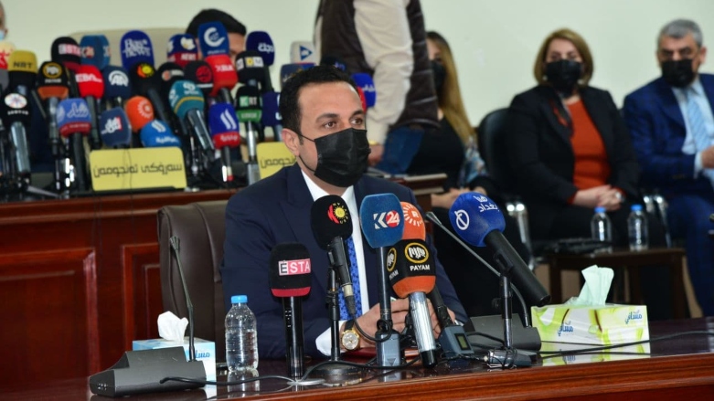 The newly elected governor, Omed Khoshnaw, speaks in front of the members of Erbil Provincial Council, Feb. 8, 2021. (Photo: Kurdistan 24)